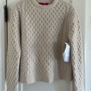 The Elder Statesman Cashmere Beige Cable Knit Sweater